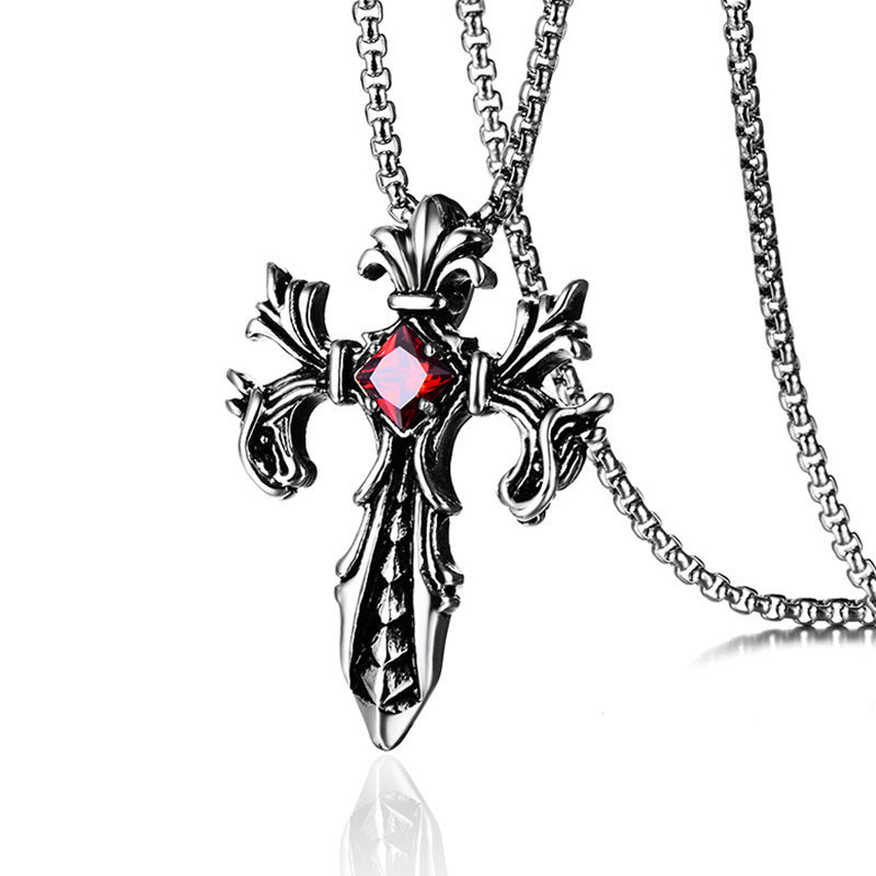 gothic pendant + stainless steel necklace