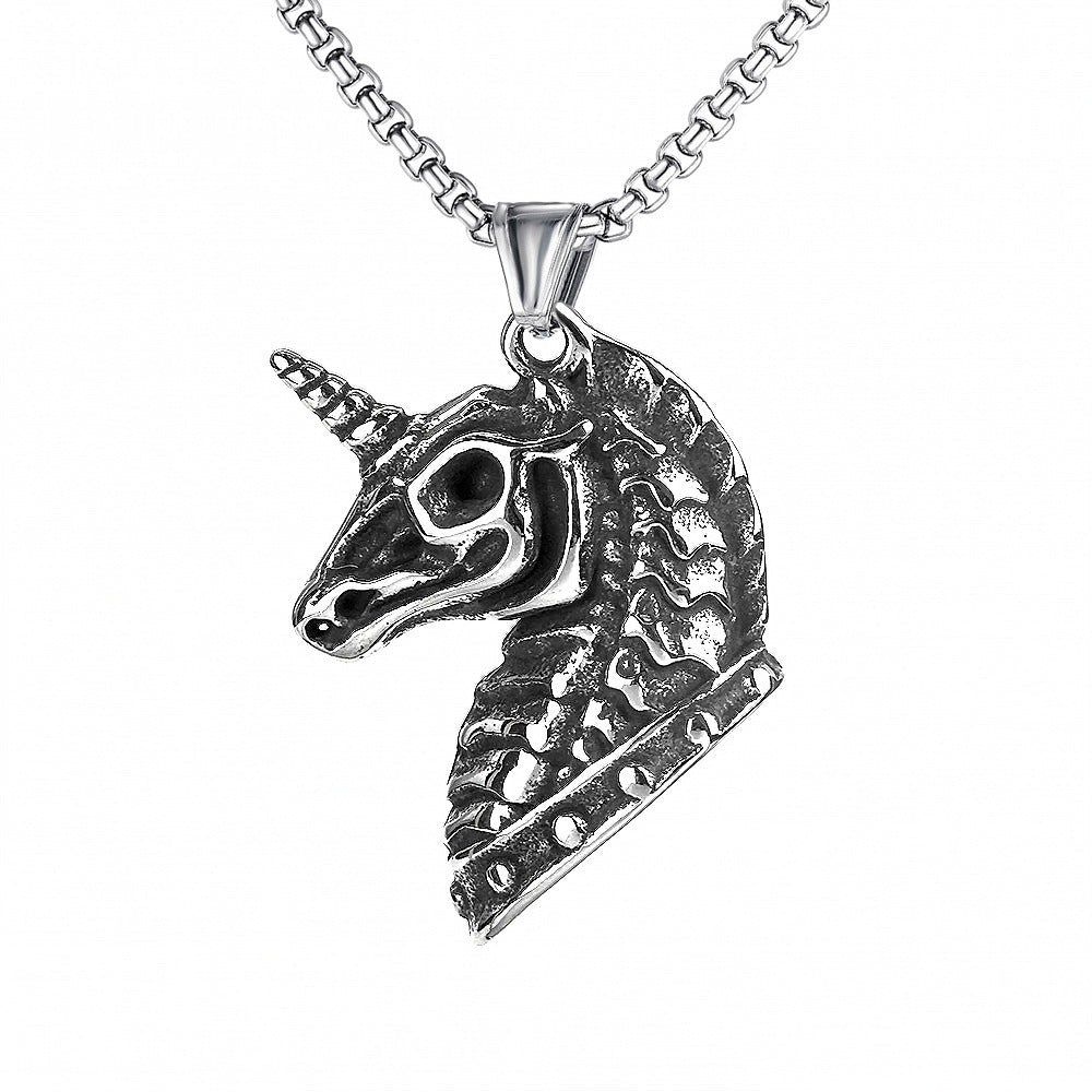 gothic pendant + stainless steel necklace