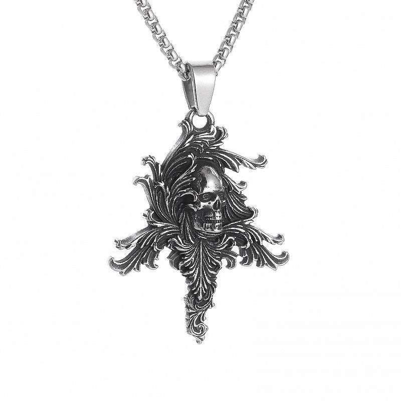 gothic pendant + stainless steel necklace