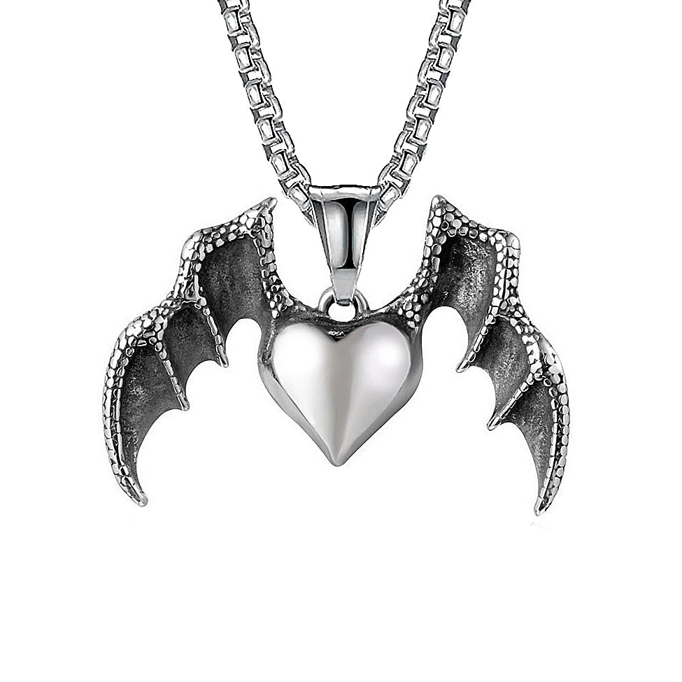 gothic pendant + stainless steel necklace