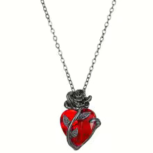 red heart x rose  pendant and necklace