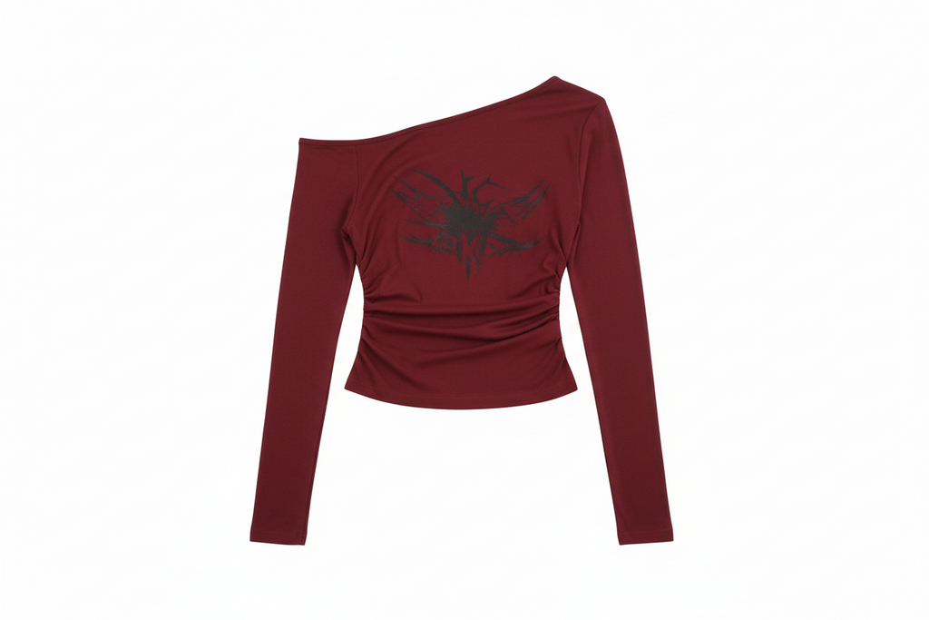 y2k spider dark red sleeve shirt
