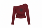 y2k spider dark red sleeve shirt