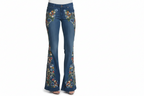 2000s flowered flared jeans