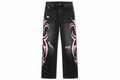 Pink Flames distressed baggy jeans