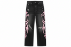 Pink Flames distressed baggy jeans