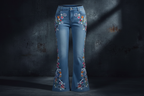 2000s flowered flared jeans